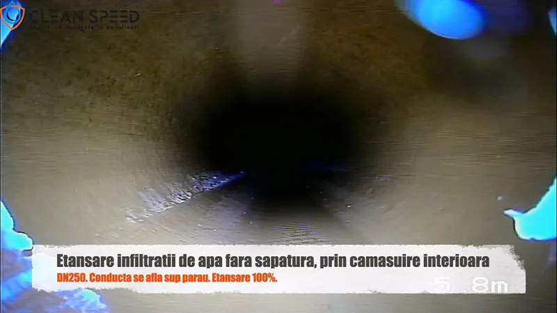 Reparatie conducta canalizare prin Camasuire interioara ShortLiner (13) Reparatie conducta canalizare prin Camasuire interioara ShortLiner. Remediere infiltratii apa