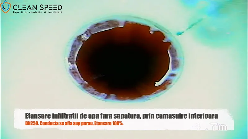 Reparatie conducta canalizare prin Camasuire interioara ShortLiner (14) Reparatie conducta canalizare prin Camasuire interioara ShortLiner. Remediere infiltratii apa